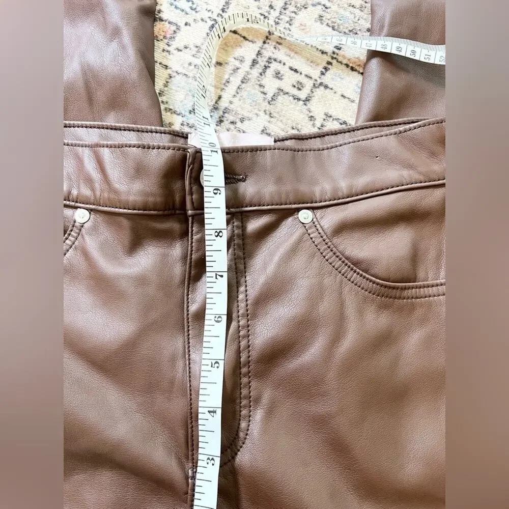 Revive revolve brown faux leather 909 High Street pants straight flare  fall - Picture 12 of 15